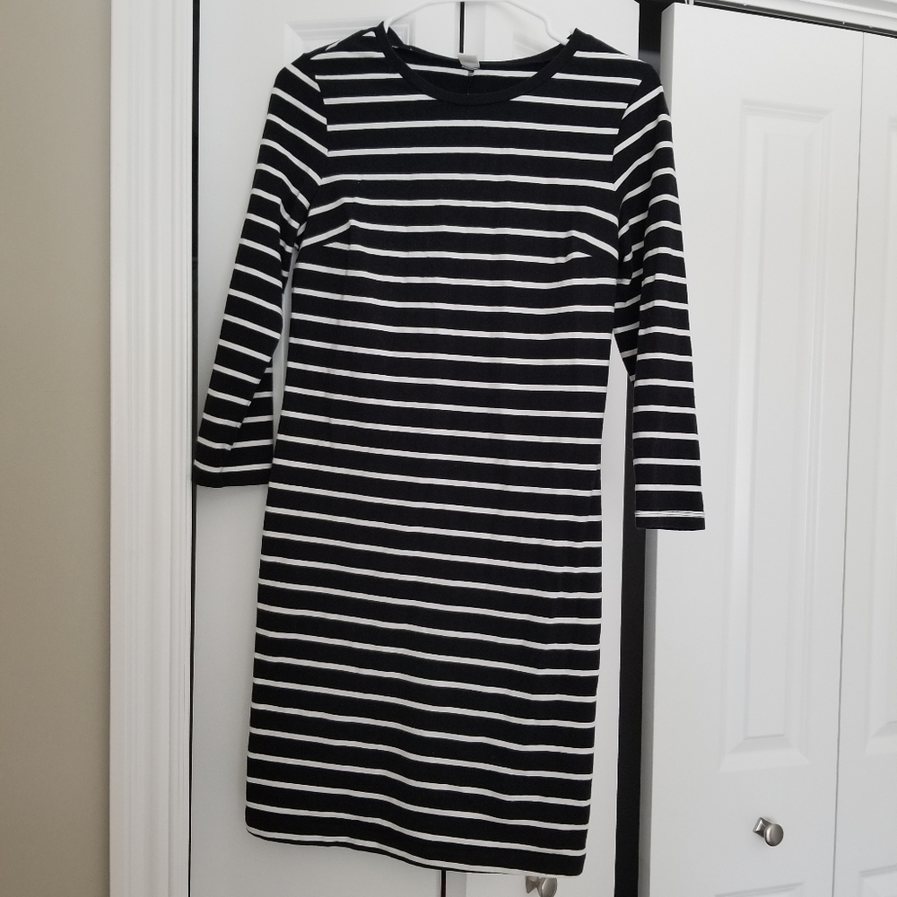 Black and white striped dress